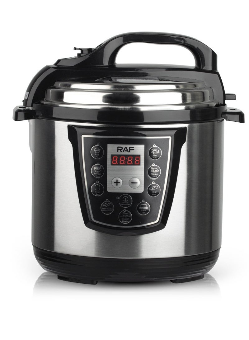 RAF Electric Pressure Cooker, 1000W, 6L Large Capacity, Multi-Function Digital Cooker with LED Display, 24-Hour Timer & Constant Temperature Control – Stainless Steel Automatic Cooking Pot - Image 2