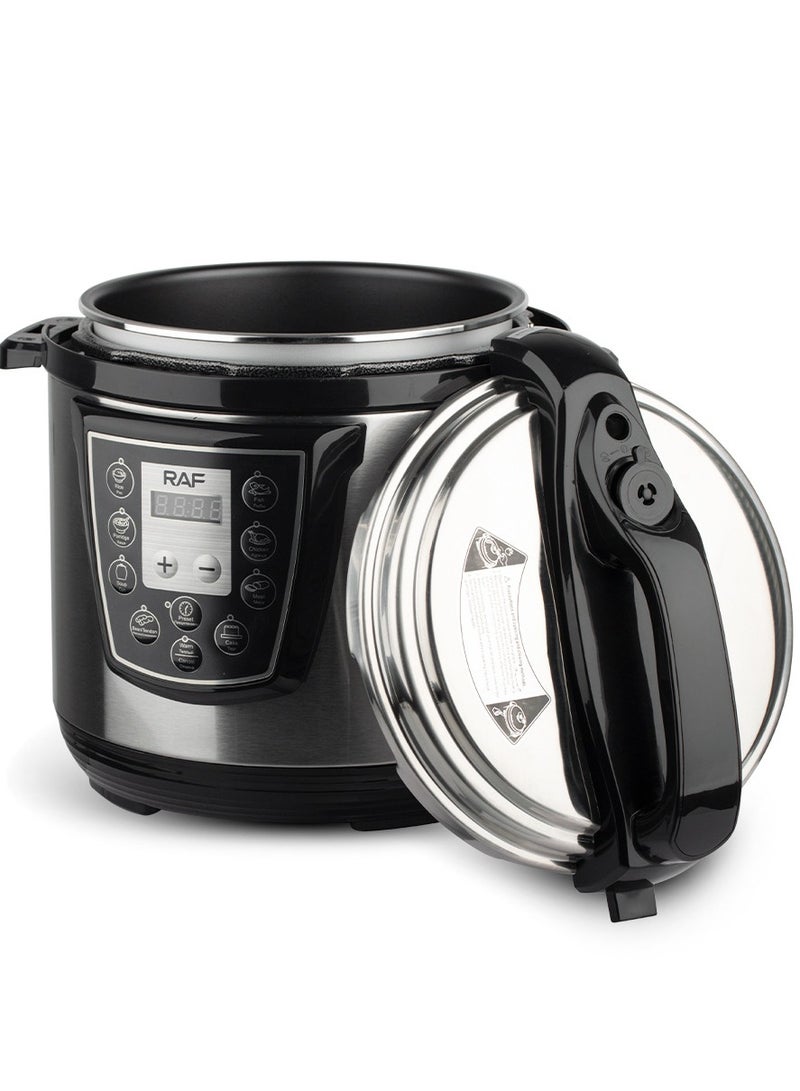 RAF Electric Pressure Cooker, 1000W, 6L Large Capacity, Multi-Function Digital Cooker with LED Display, 24-Hour Timer & Constant Temperature Control – Stainless Steel Automatic Cooking Pot - Image 3