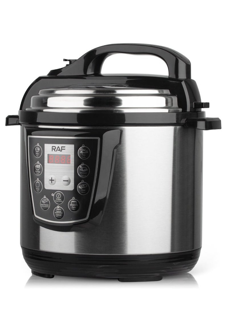 آر إيه أف طنجرة ضغط كهربائية RAF سعة 6 لترات بقوة 1000 واط | طنجرة أرز وضغط رقمية تعمل باللمس بتقنية LED | إعدادات مسبقة بلمسة واحدة مع مؤقت لمدة 24 ساعة | طنجرة كهربائية متعددة الوظائف وجهاز بخار - Image 3