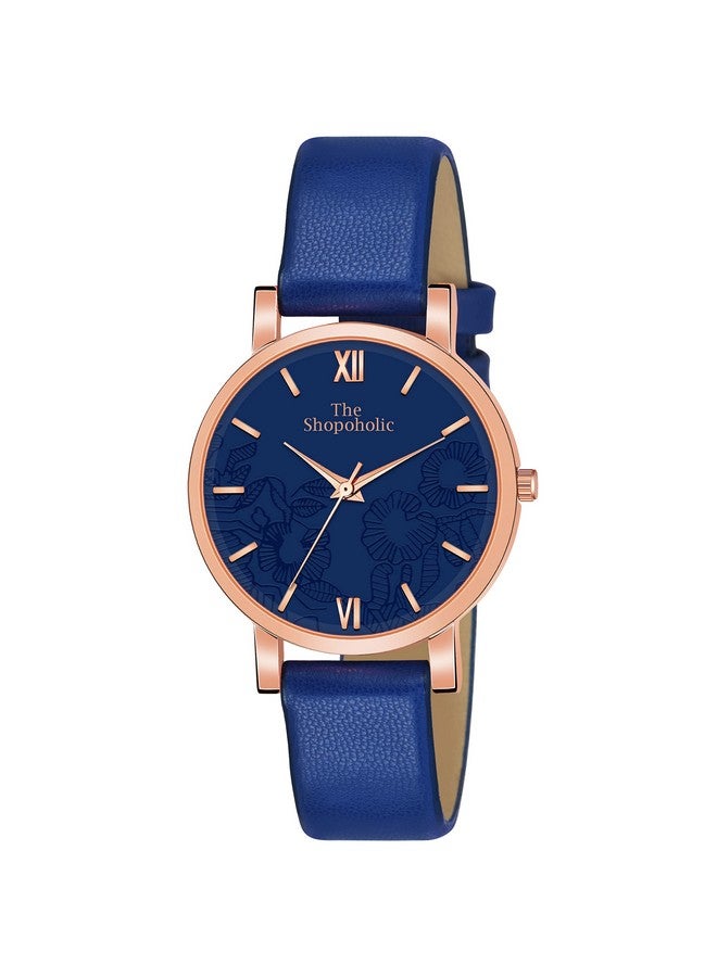 The Shopoholic Leather Analog Black White Blue Dial Combo Ladies Watches Watch For Womens And Girls Pack Of 3 - Image 3