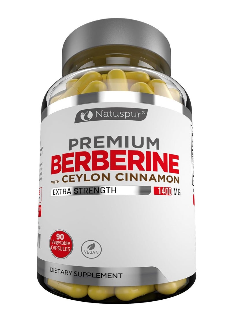 Natuspur Premium Berberine HCL Plus Ceylon Cinnamon 1400mg – Berberine HCI Root Supplement 