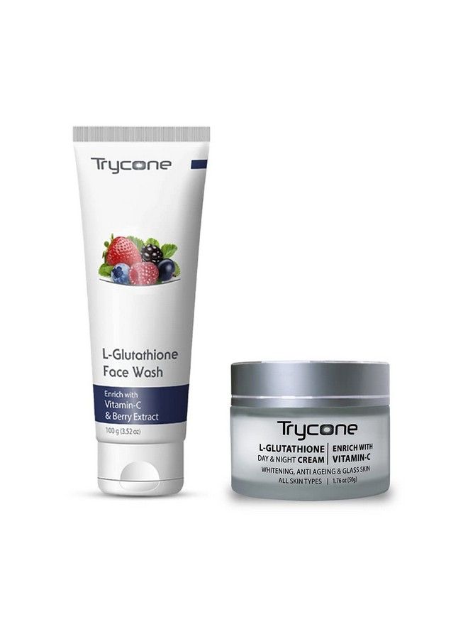 Trycone Lglutathione & Vitamin C Face Wash & Cream Combo For Dull & Dry Skin Pack Of 2 Products - Image 1