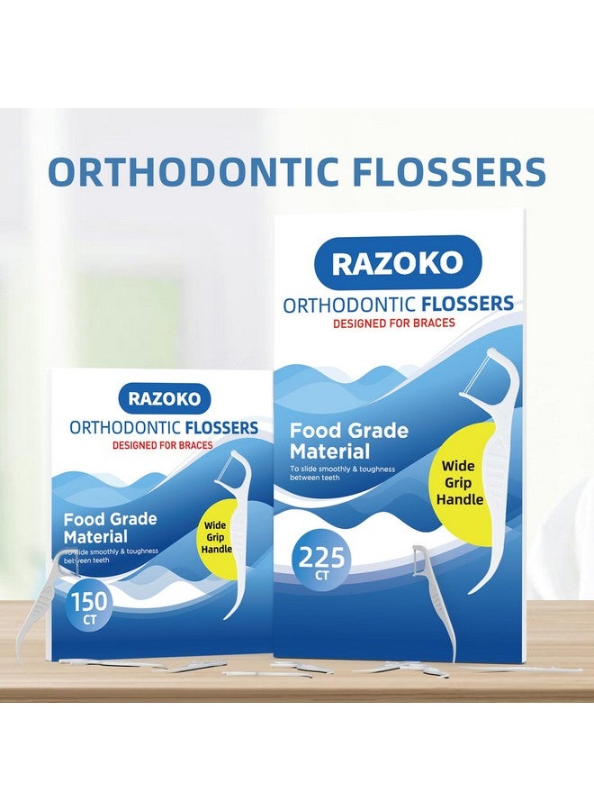 RAZOKO Orthodontic Flossers for Braces, Ortho Dental Floss Picks, Braces Flossers for Kids Teeth & Adults, Unflavored, 225 Count (Pack of 3) - Image 5