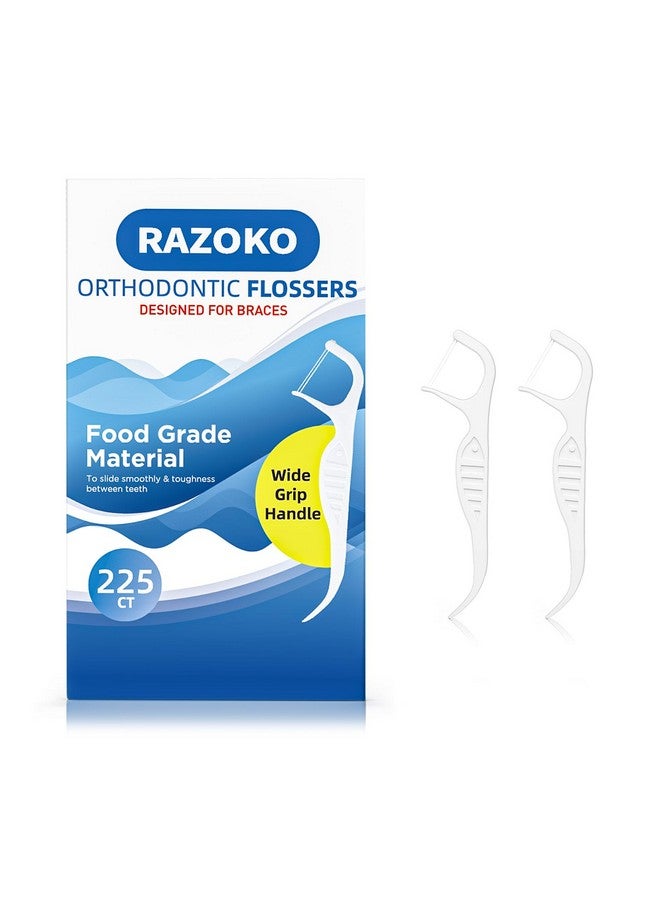 RAZOKO Orthodontic Flossers for Braces, Ortho Dental Floss Picks, Braces Flossers for Kids Teeth & Adults, Unflavored, 225 Count (Pack of 3) - Image 1