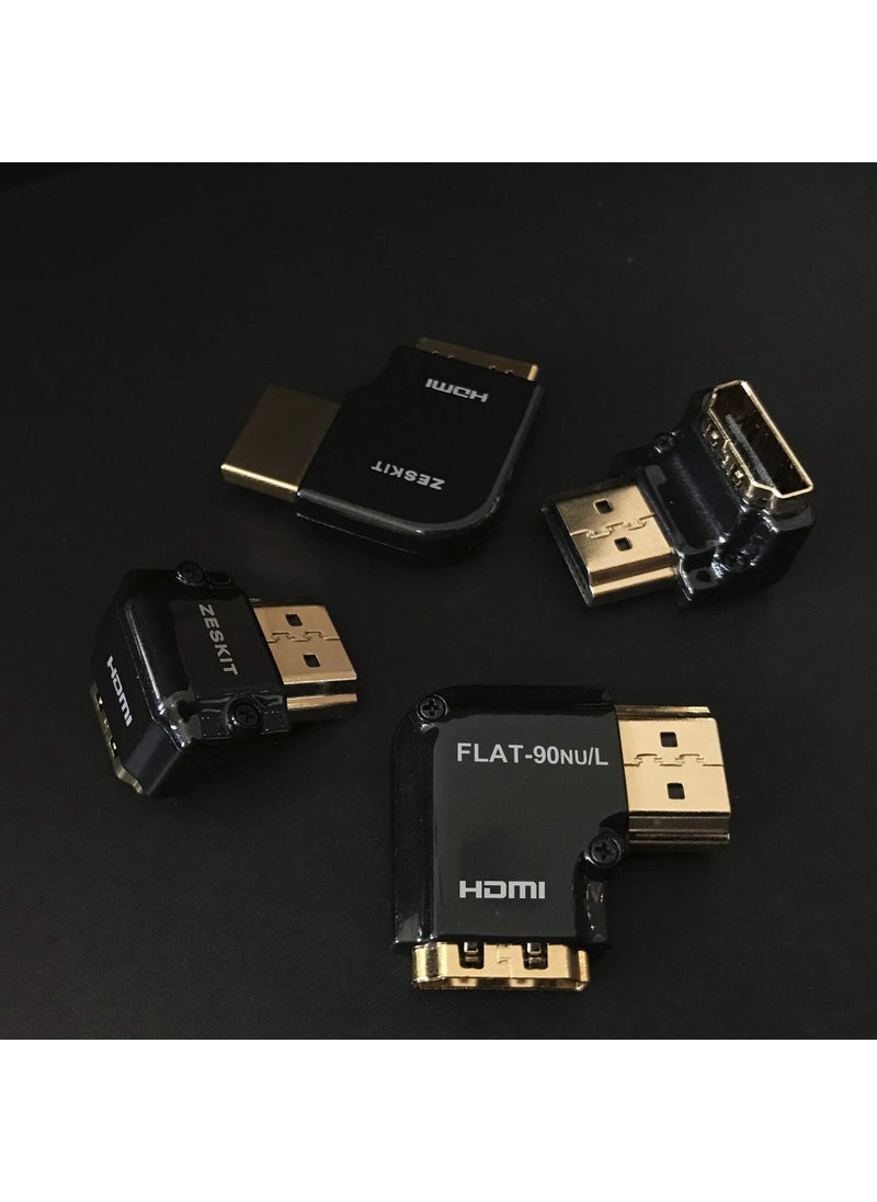 Zeskit Zeskit HDMI Adapter Male to Female Right Angle, Zinc Alloy Full Shielding 24K Gold Plated Connectors (SIDE-90/W)  - Image 4