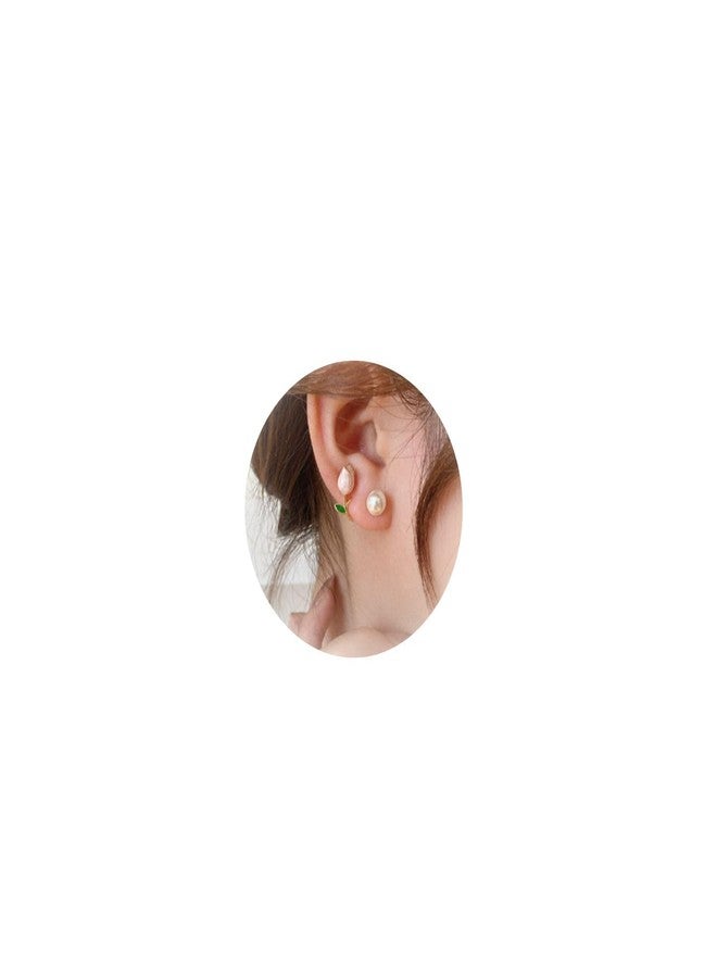 Frodete Tulip Pearl Flower Earrings Tulip Enamel Earrings Comfy Ear Cuff Jacket Front Back Earring For Women Girls, Other - Image 1