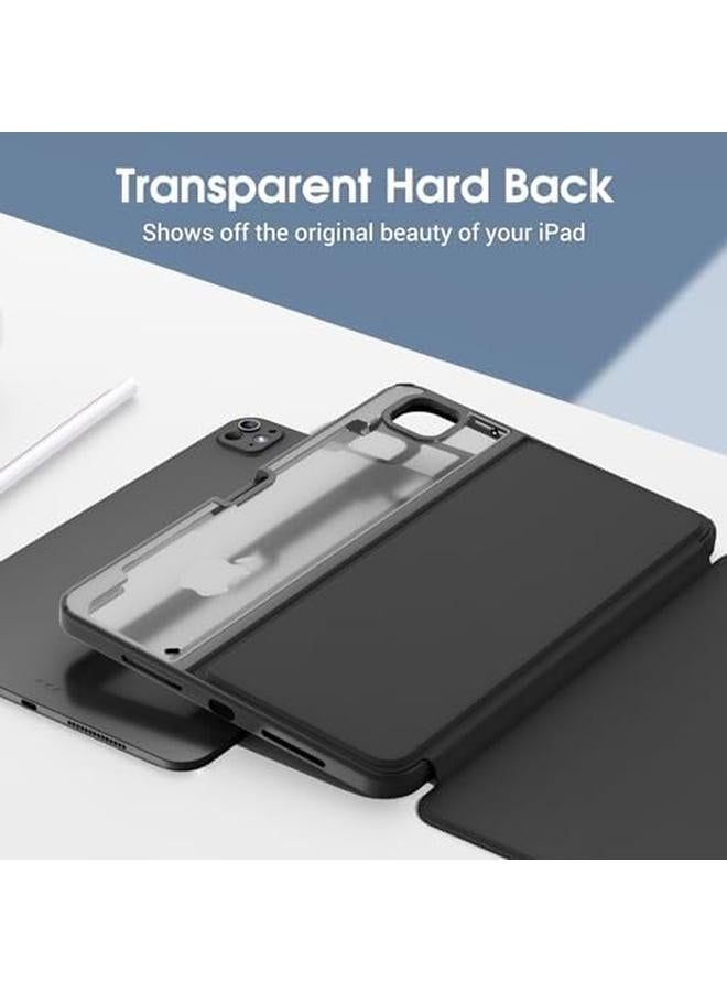 Procases For Ipad Pro 13 Inch 2024 M4 Case With Pencil Holder Clear Back Tri Angle Folio Stand Hard Shell Book Cover For Ipad Pro 13” 7Th Generation A2925 A2926 A3007 Black - Image 2