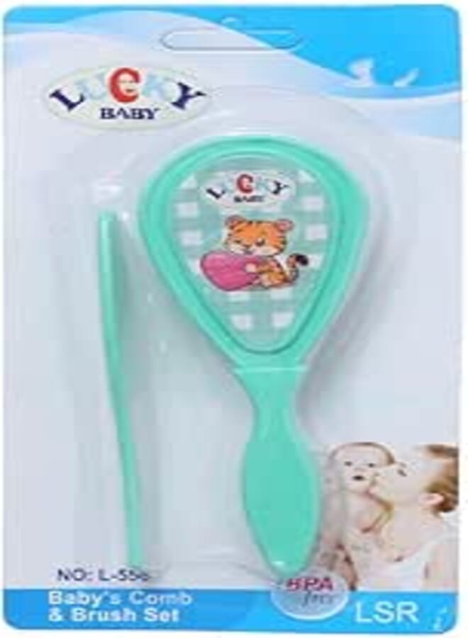 طقم اعاية الشعر للأطفال 2 قطعه (فرشاه + مشط), أخضر فاتح DR-A-399