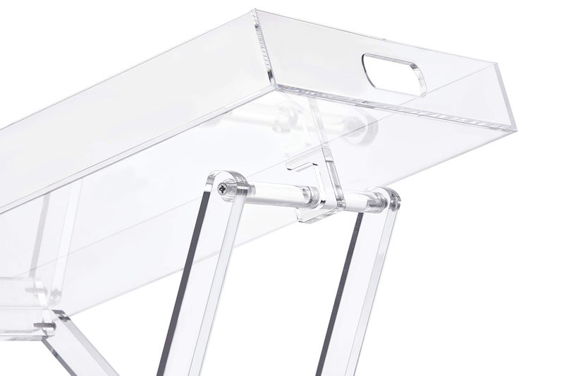 LIKENOW Furniture Acrylic Folding Tray Table, Side End Table,Clear,Modern,19x13 inch,23 inch High - Image 3