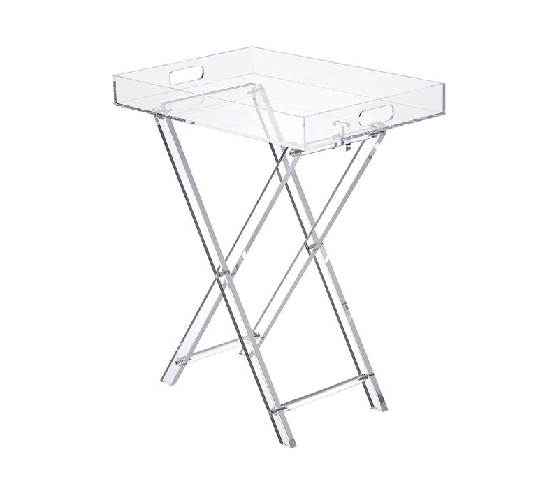 LIKENOW Furniture Acrylic Folding Tray Table, Side End Table,Clear,Modern,19x13 inch,23 inch High - Image 1