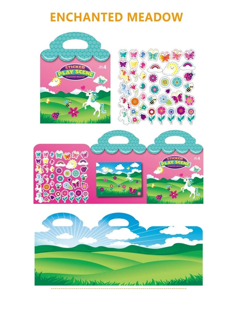 كابتن تيك 4 PCS Reusable Sticker Books for Kids Children Scene Stationery Stickers DIY Hand on Puzzle Cartoon Animal Learning Cognition Toys Gift - Image 3