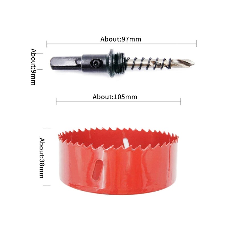 Laiwei Hole Saw Drill Bit HSS Hole Cutter with Arbor for Wood,PVC Board and Plasterboard(4-1/8"(105mm Hole Saw)) - Image 2