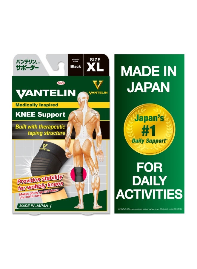Kowa Vantelin Support Knee Xl Size Black Colour For Knee Discomfort Protects From Strains Prevents Recurring Discomfort Knee Support 1 Pc/Pack