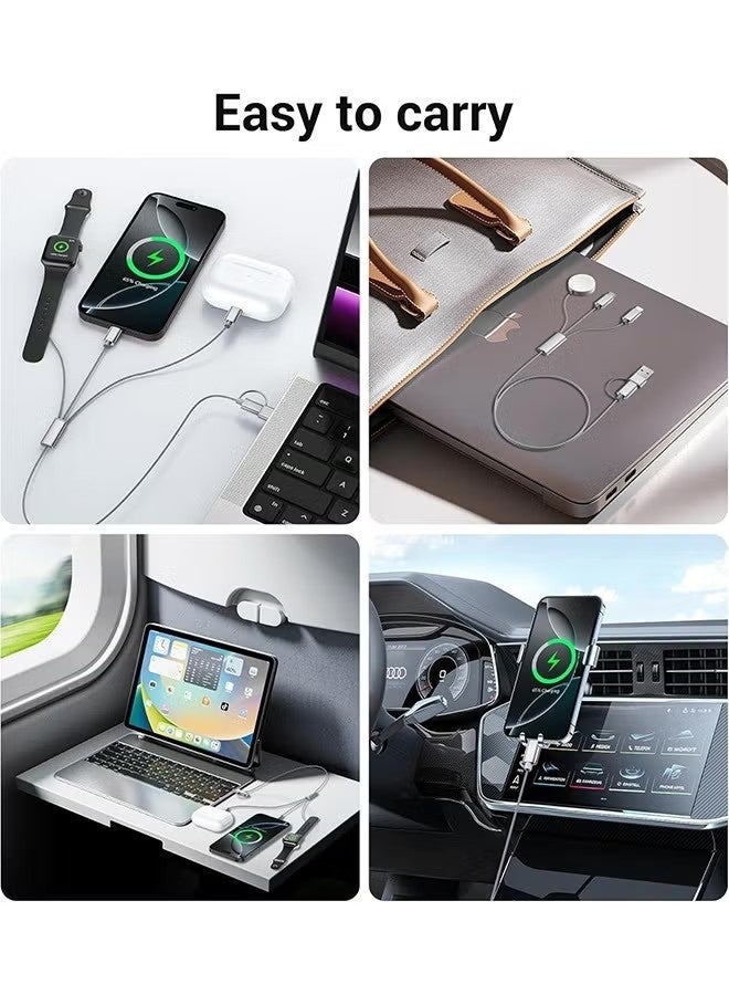 كابل شحن متعدد الوظائف 3 في 2 بمنفذ USB-C، شاحن ساعة أبل/شاحن آيفون 16/منفذ Lightning، كابل شحن متعدد الاستخدامات لمستلزمات التخييم، شاحن ساعة أبل ألترا/SE/10-1 وآيفون 16-12، شواحن بطاريات إكس بوكس ​​سيريس إكس وإس. - Image 5