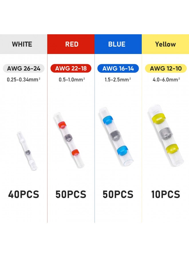 TICONN 150 PCS Solder Seal Wire Connectors, Heat Shrink Butt Connectors, Waterproof and Insulated Electrical Wire Terminals, Butt Splice (150PCS) - Image 2