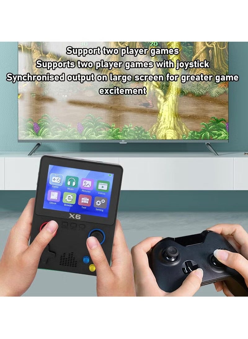 X6 Retro Handheld Game Console – 3.5 Inch IPS HD Screen, Built-in 10,000+ Classic Games, Supports 11 Emulators (MD, MAME, CPS, SMD), Dual 3D Joystick, 32GB Memory, TV Output, 2000mAh Battery – Portable Gaming Device for Kids & Adults - Image 2