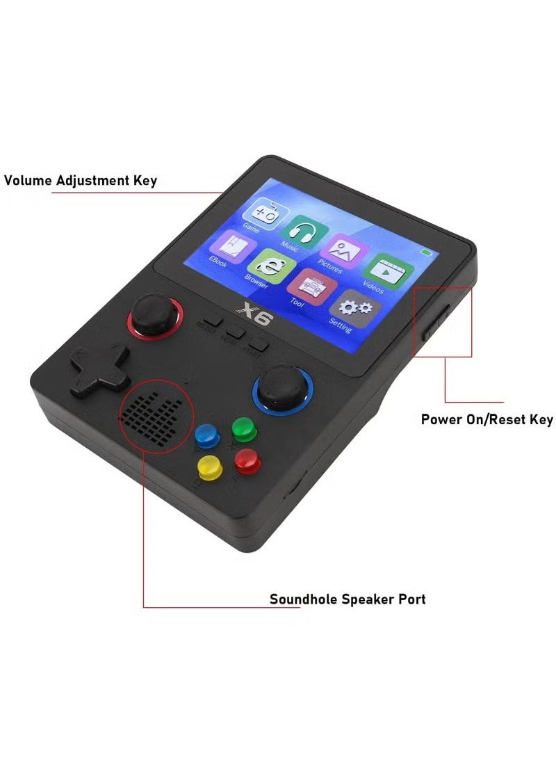 X6 Retro Handheld Game Console – 3.5 Inch IPS HD Screen, Built-in 10,000+ Classic Games, Supports 11 Emulators (MD, MAME, CPS, SMD), Dual 3D Joystick, 32GB Memory, TV Output, 2000mAh Battery – Portable Gaming Device for Kids & Adults - Image 3