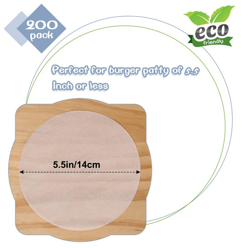 YQL Hamburger Patty Paper Round 5.5 Inch, Set of 200, Non Stick Patty Paper Sheets for Burger Press, Patty Serperate and Cake Baking(4.5/6/7/8/9/10/12inch Available) - Image 2
