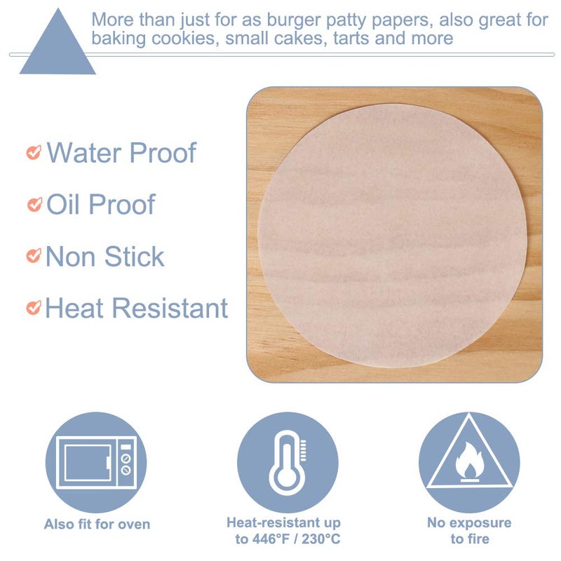 YQL Hamburger Patty Paper Round 5.5 Inch, Set of 200, Non Stick Patty Paper Sheets for Burger Press, Patty Serperate and Cake Baking(4.5/6/7/8/9/10/12inch Available) - Image 4