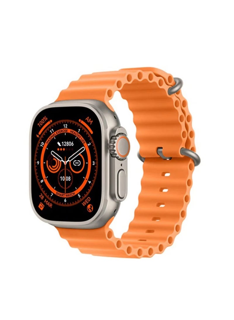 Generic Smart Watch 49mm Series 8 Ultra T800 1.99 Inch Full Touch Color Screen Bluetooth Calling Health and Sports Smartwatch Orange  - Image 1