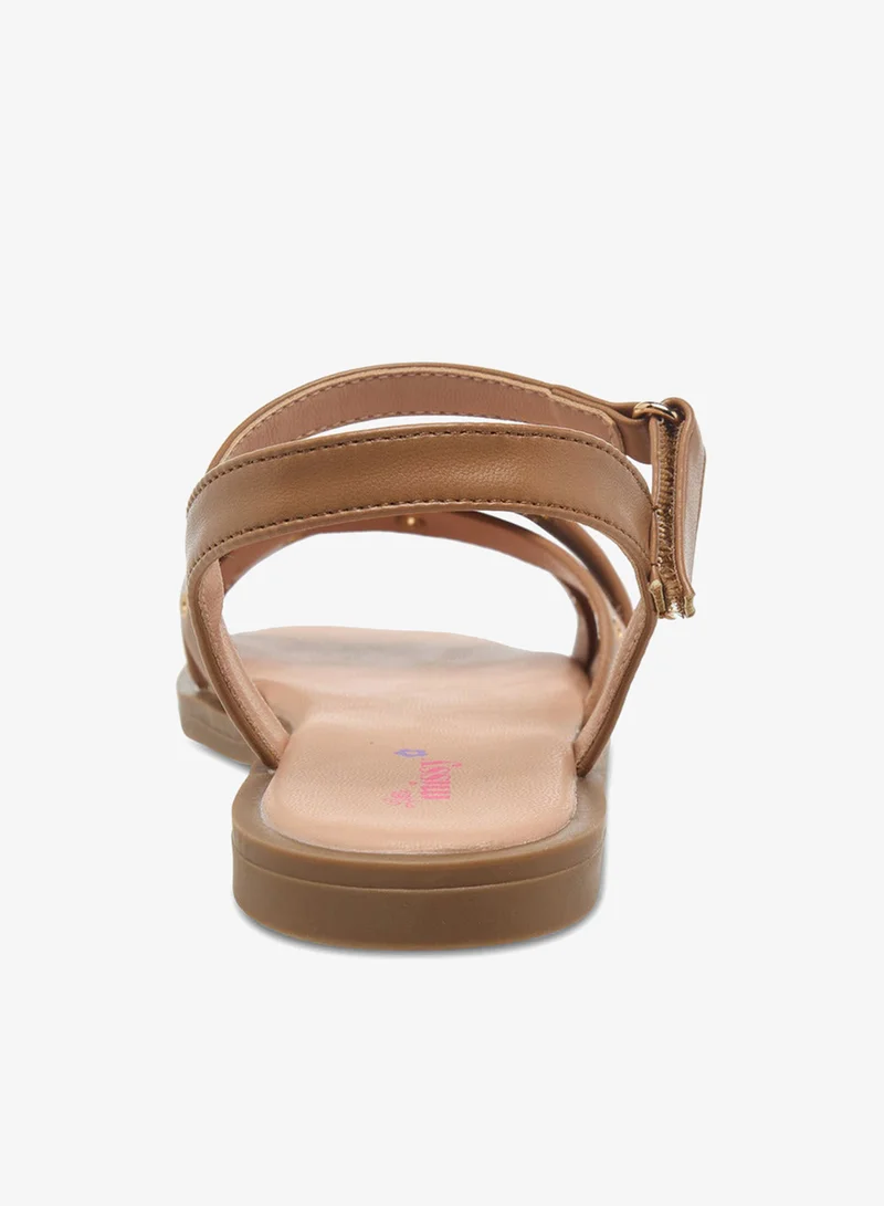 Little Missy Brown Girls Hook and Loop Sandals for Women | Best Price UAE