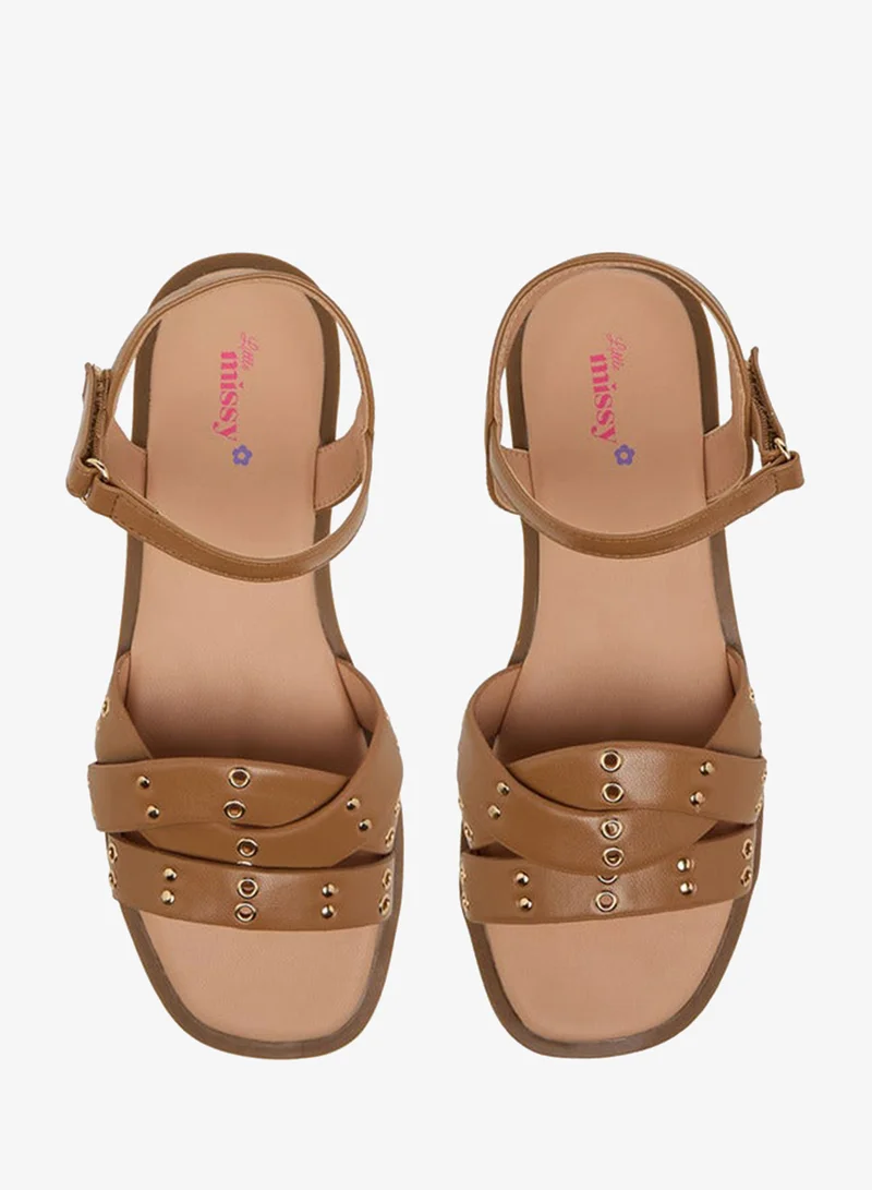 Little Missy Brown Girls Hook and Loop Sandals for Women | Best Price UAE