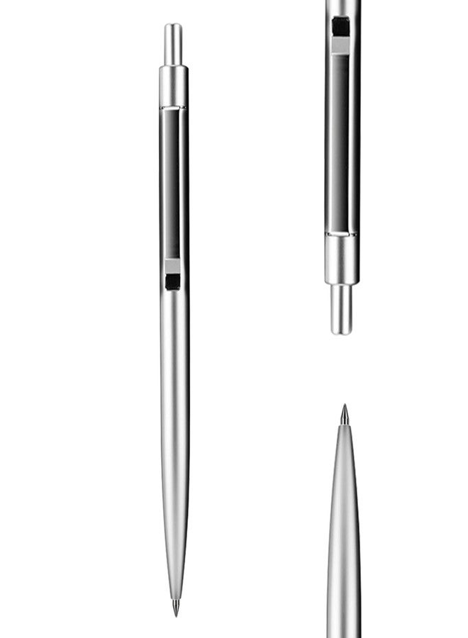DUNBONG Silvery Metal Gel Pen, Gel Ink Ballpoint Pen, Black Ink, 0.5mm Retractable Ink Pen (Silvery) - Image 1