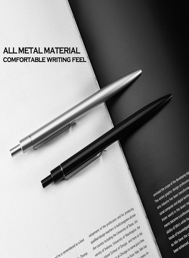 DUNBONG Silvery Metal Gel Pen, Gel Ink Ballpoint Pen, Black Ink, 0.5mm Retractable Ink Pen (Silvery) - Image 4
