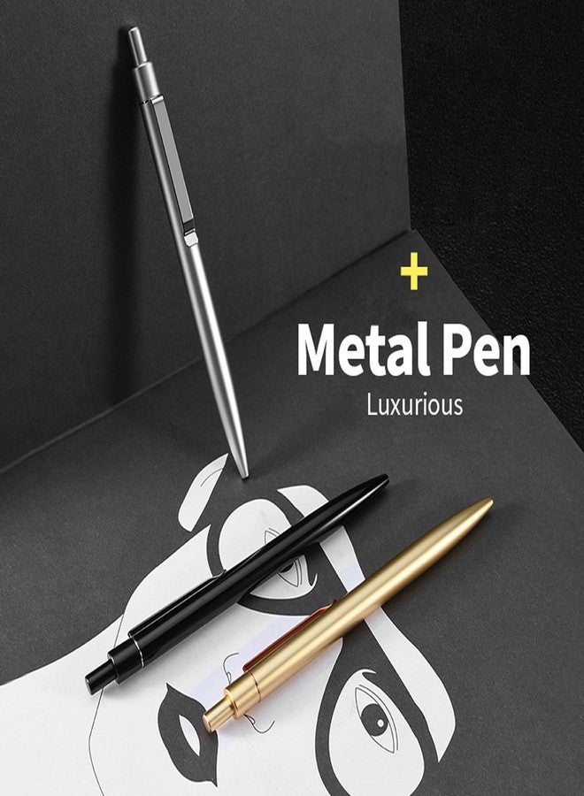 DUNBONG Silvery Metal Gel Pen, Gel Ink Ballpoint Pen, Black Ink, 0.5mm Retractable Ink Pen (Silvery) - Image 3