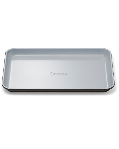 Caraway Nonstick Ceramic Small Baking Sheet 9x13 NonToxic PTFE PFOA Free Oven Safe Aluminized Steel Core Mini Sheet Pan for Baking Roasting More Black - Image 1