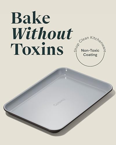 Caraway Nonstick Ceramic Small Baking Sheet 9x13 NonToxic PTFE PFOA Free Oven Safe Aluminized Steel Core Mini Sheet Pan for Baking Roasting More Black - Image 3