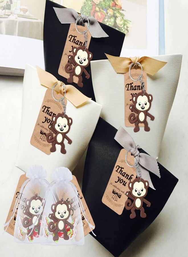Elecrainbow 60 Pack Monkey Party Favors Include 20 Keychains + 20 Thank You Tags + 20 Goodie Bags for Monkey Lover, Birthday Return Gift, Safari Jungle Zoo Animal Party, Wild One Party - Image 3
