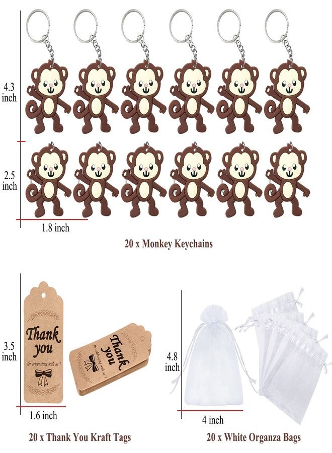 Elecrainbow 60 Pack Monkey Party Favors Include 20 Keychains + 20 Thank You Tags + 20 Goodie Bags for Monkey Lover, Birthday Return Gift, Safari Jungle Zoo Animal Party, Wild One Party - Image 4