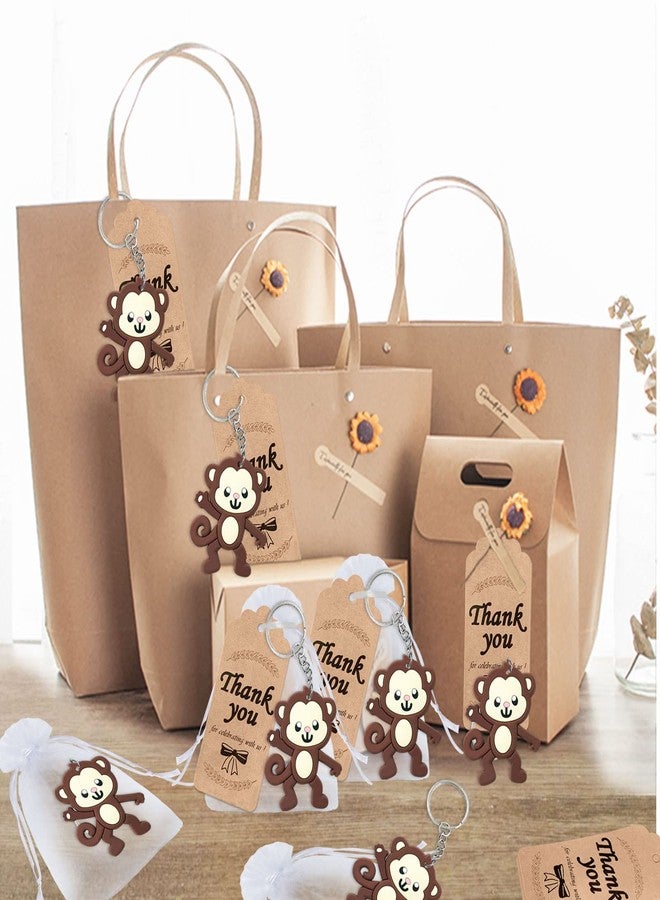 Elecrainbow 60 Pack Monkey Party Favors Include 20 Keychains + 20 Thank You Tags + 20 Goodie Bags for Monkey Lover, Birthday Return Gift, Safari Jungle Zoo Animal Party, Wild One Party - Image 5