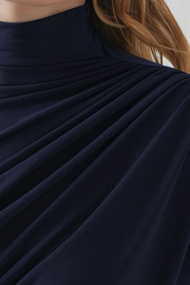 بيغ دارت BDART Fitted Turtleneck Blouse with Drape Detail