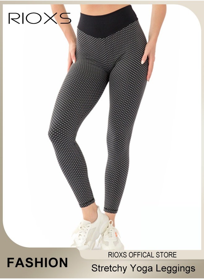 RIOXS Women's Leggings, High Waisted Tummy Control Yoga Leggings, Stretchy Leggings Lifting Pants For Women, High Elasticity Leggings for Yoga Dancing, Ladies Workout Pants For Running Fitness Hiking Walking Cycling  - Image 1