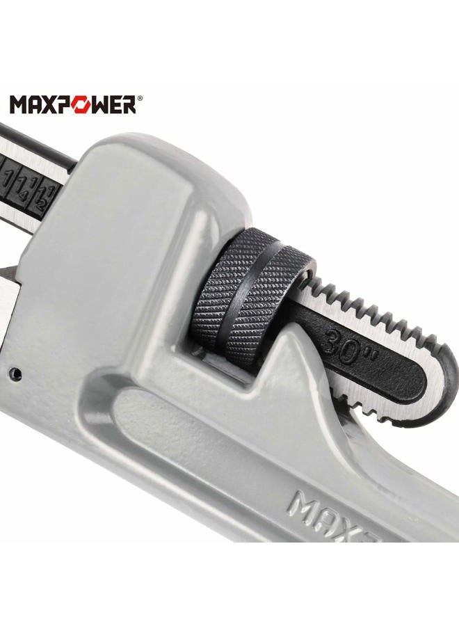 MAXPOWER 30-inch Pipe Wrench, Aluminum Straight Plumbing Wrench Heavy Duty Adjustable Pipe Wrench - Image 3
