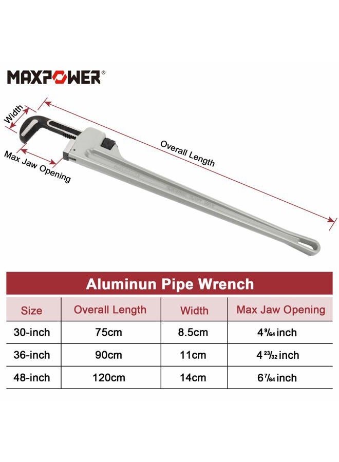 MAXPOWER 30-inch Pipe Wrench, Aluminum Straight Plumbing Wrench Heavy Duty Adjustable Pipe Wrench - Image 4