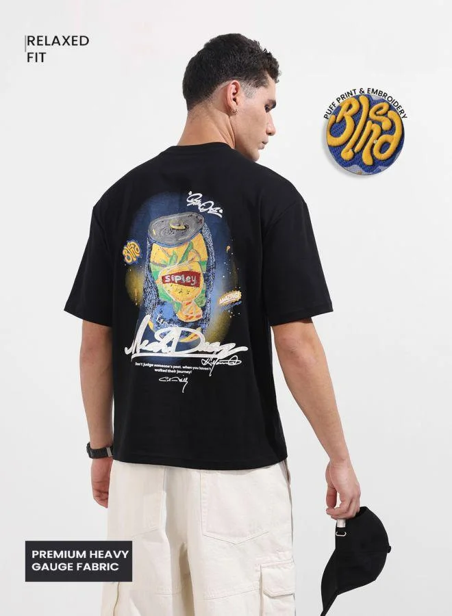 شركة المرآب الهندية تيشيرت رجالي بقصة مريحة ورقبة دائرية وطبعات ورسومات وأكمام قصيرة