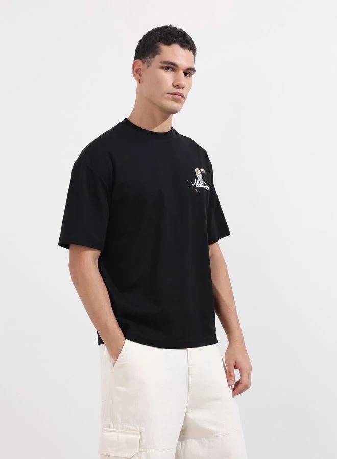 The Indian Garage Co Men Relaxed Fit Graphic Printed Crew Neck Half Sleeves T-Shirt