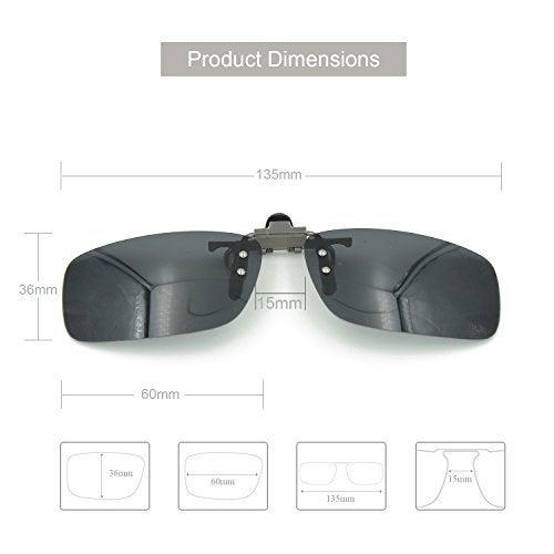 Besgoods 2PCS (Yellow Night Vision+Black) Sport Driving Polarized Clip-on Sunglasses Flip up Glasses Lenses Cycling Fishing Outdoor - Image 3