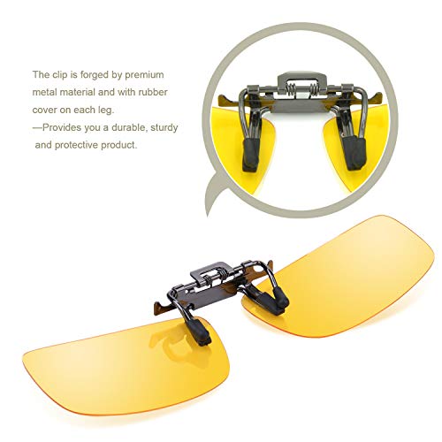 Besgoods 2PCS (Yellow Night Vision+Black) Sport Driving Polarized Clip-on Sunglasses Flip up Glasses Lenses Cycling Fishing Outdoor - Image 2