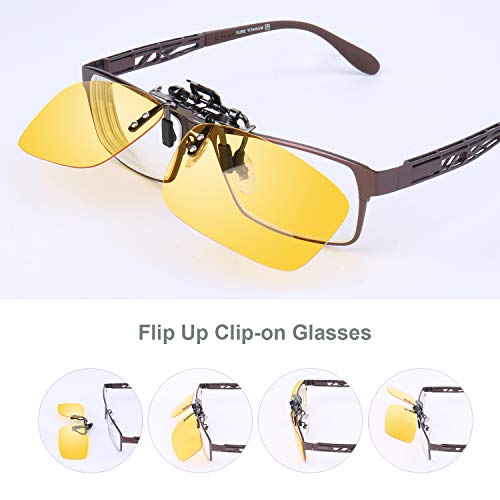 Besgoods 2PCS (Yellow Night Vision+Black) Sport Driving Polarized Clip-on Sunglasses Flip up Glasses Lenses Cycling Fishing Outdoor - Image 5