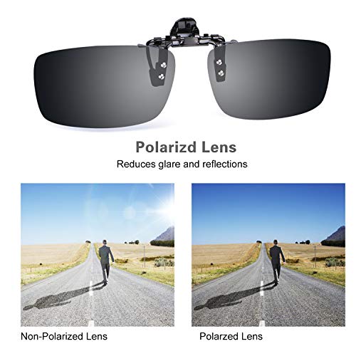 Besgoods 2PCS (Yellow Night Vision+Black) Sport Driving Polarized Clip-on Sunglasses Flip up Glasses Lenses Cycling Fishing Outdoor - Image 4