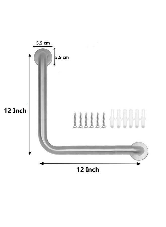 فورتون قضيب إمساك على شكل حرف L من الفولاذ المقاوم للصدأ من FORTUNE للحمام وحوض الاستحمام مثبت على الحائط، قضيب دعم يد آمن، مقبض توازن، قضيب منشفة، ملحقات حمام للمنازل والفنادق - (عبوة من قطعة واحدة، لمسة نهائية غير لامعة) - Image 4