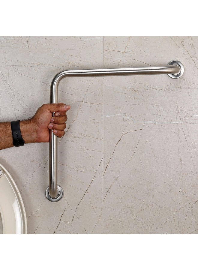 فورتون قضيب إمساك على شكل حرف L من الفولاذ المقاوم للصدأ من FORTUNE للحمام وحوض الاستحمام مثبت على الحائط، قضيب دعم يد آمن، مقبض توازن، قضيب منشفة، ملحقات حمام للمنازل والفنادق - (عبوة من قطعة واحدة، لمسة نهائية غير لامعة) - Image 3