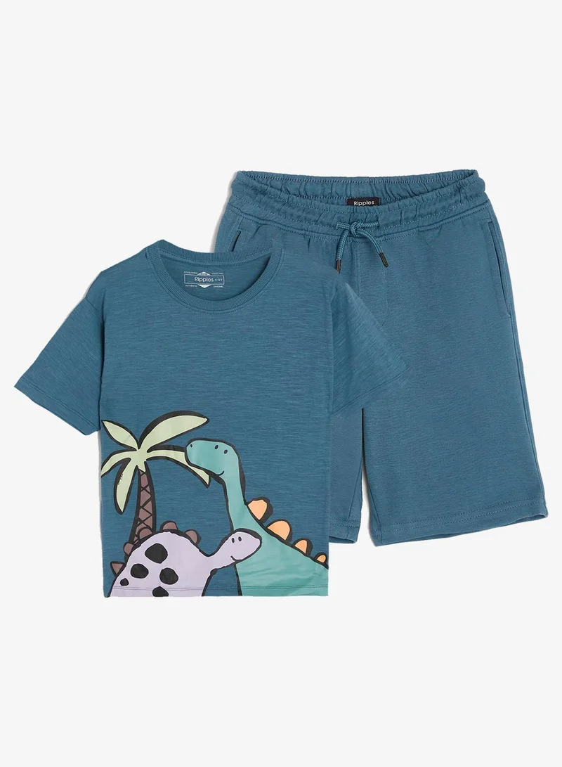 ريبلز مع نمشي Boys Round Neck T-shirt & Shorts Set