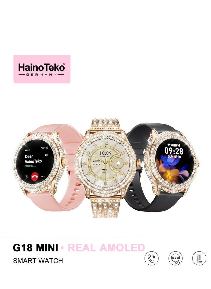 Haino Teko Haino Teko G18 Mini Real AMOLED Stylish Design Smartwatch With Premium Look 3 Pair Straps - Image 1