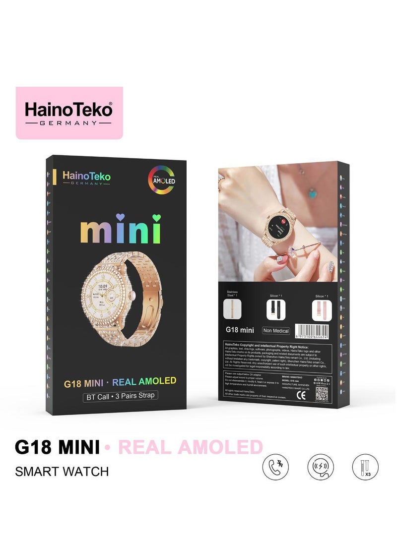 Haino Teko Haino Teko G18 Mini Real AMOLED Stylish Design Smartwatch With Premium Look 3 Pair Straps - Image 2