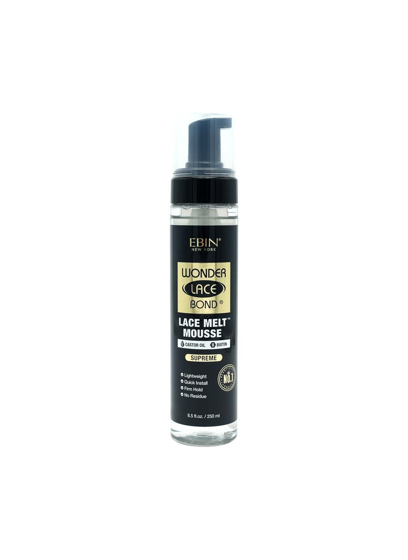 EBIN NEW YORK EBIN NEW YORK Wonder Lace Bond Melt Mousse 8.5oz/250ml- Extreme Firm Hold (Supreme) | Biotin + Castor Oil | No Residue, Long Lasting Formula with Protecting Edges, Gives Undetectable and Natural Look 
